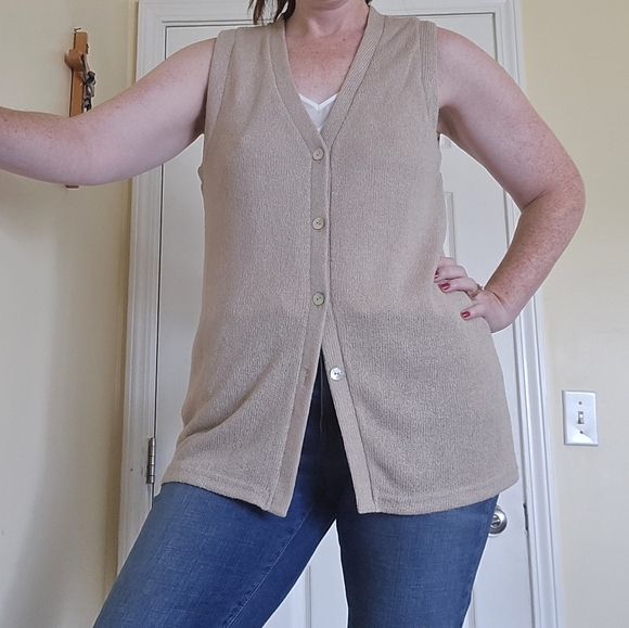 Mango Tan Sleeveless Cardigan VEST - Picture 4 of 5